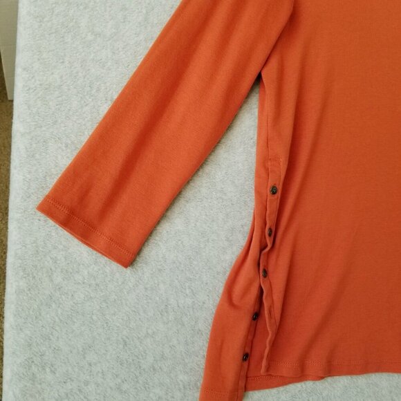 J Jill Perfect Pima M Side Button Tee Tunic Stretch Top Pullover Comfy Casual - Picture 4 of 13